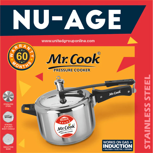 Mr.Cook Nu-Age Induction Base Stainless Steel Pressure Cooker - 2050.00 | Rasoi Bazaar