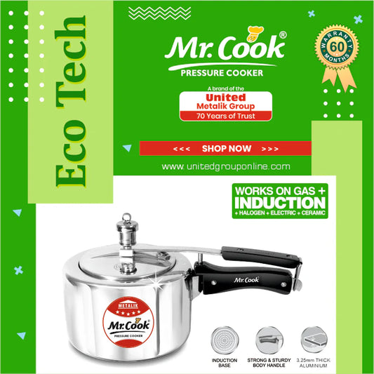 Mr.Cook Eco-Tech Induction Base Pressure Cooker - 1200.00 | Rasoi Bazaar