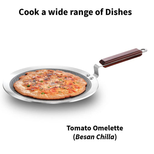 Hawkins Paratha Tava Triply Stainless Steel Shielded Nonstick Tawa with Rosewood Handle - 1875.00 | Rasoi Bazaar
