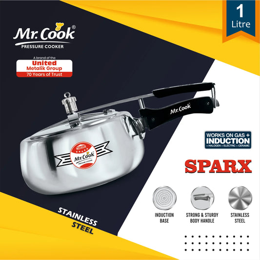 Mr.Cook Sparx Induction Base Stainless Steel Pressure Cooker - 2200.00 | Rasoi Bazaar