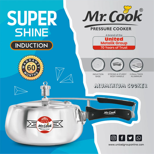 Mr. Cook Super Shine Induction Pressure Cooker - 1350.00 | Rasoi Bazaar