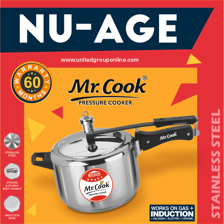 Mr.Cook Nu-Age Induction Base Stainless Steel Pressure Cooker