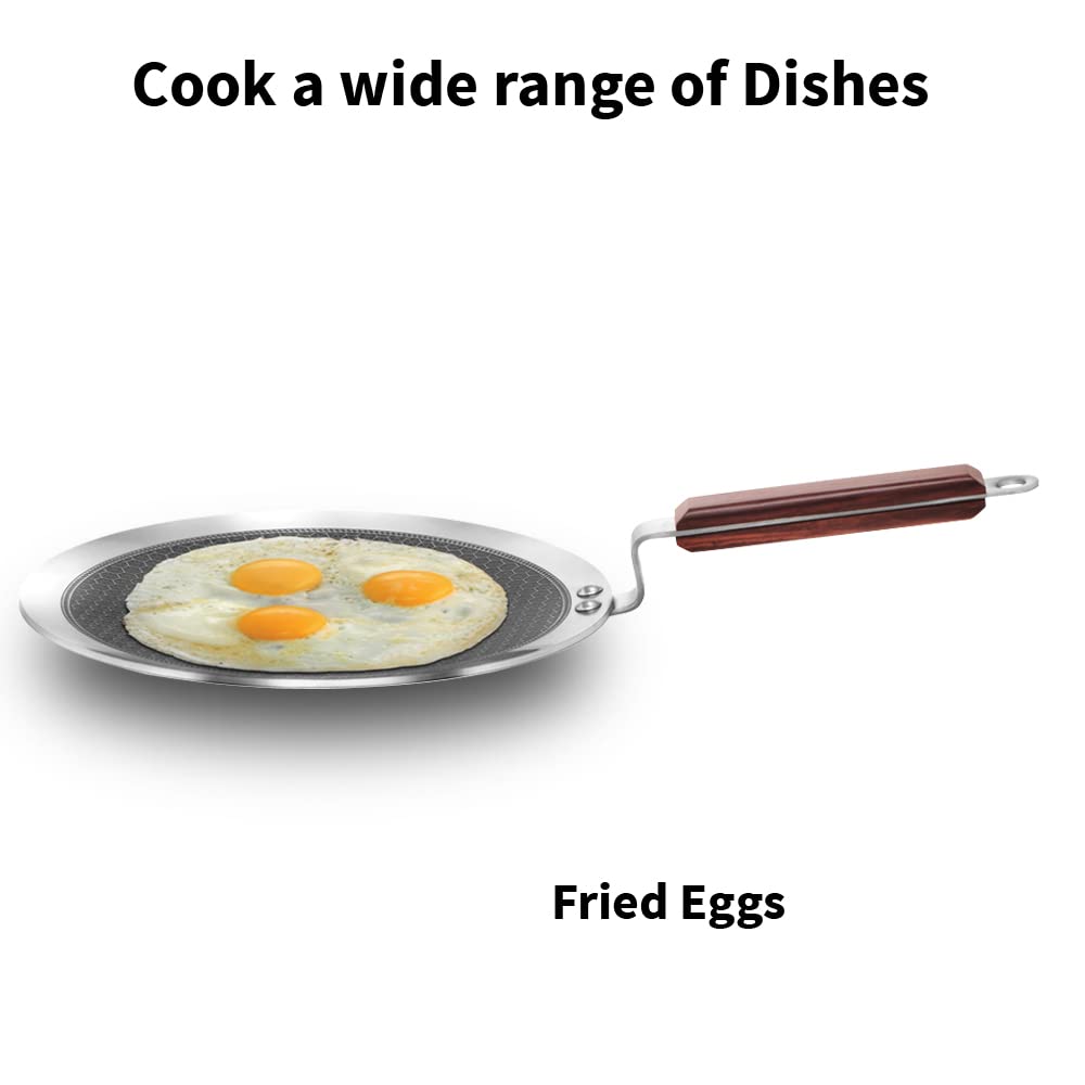 Hawkins Paratha Tava Triply Stainless Steel Shielded Nonstick Tawa with Rosewood Handle