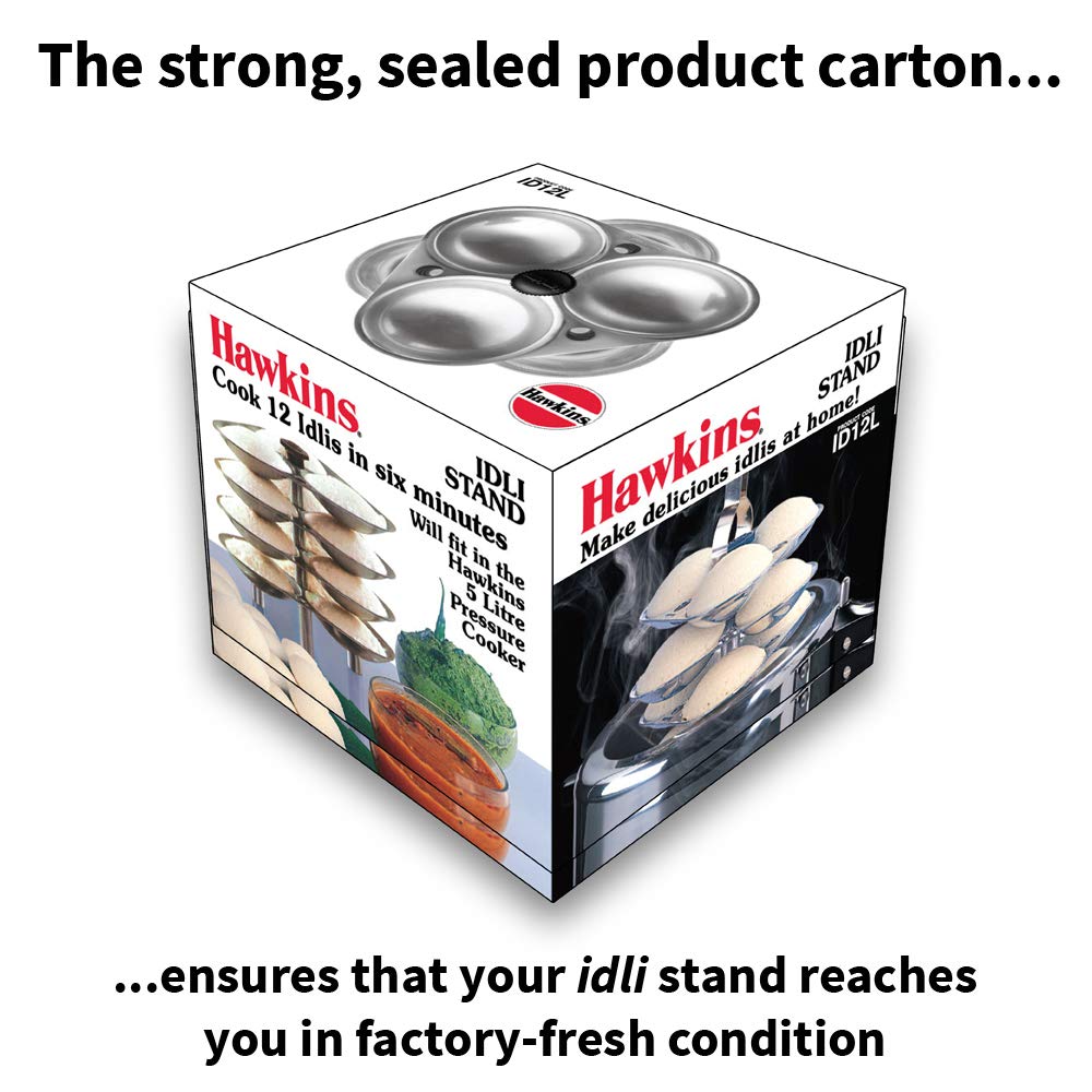 Hawkins Idli Stand Suitable for 3, 5 Litre Cooker, Makes 12 Idlis, Stainless Steel Idli Maker