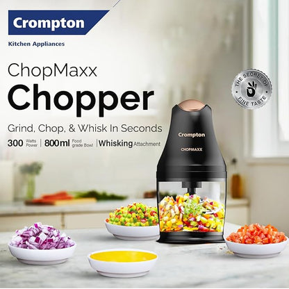 Crompton ChopMaxx Chopper with kitchen setting and food preparation.