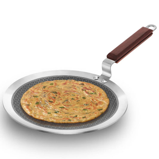 Hawkins Paratha Tava Triply Stainless Steel Shielded Nonstick Tawa with Rosewood Handle