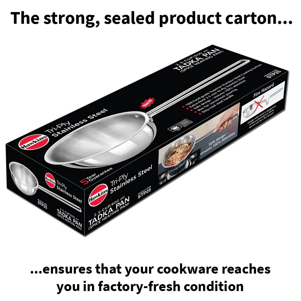 Hawkins Cup Tadka Pan Triply Stainless Steel Pan, Silver