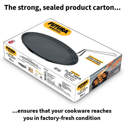 Hawkins Futura Flat Tava Non Stick Tawa with Stainless Steel Handle, Flat Pan with Rim for Pancakes, Roti, and Dosa
