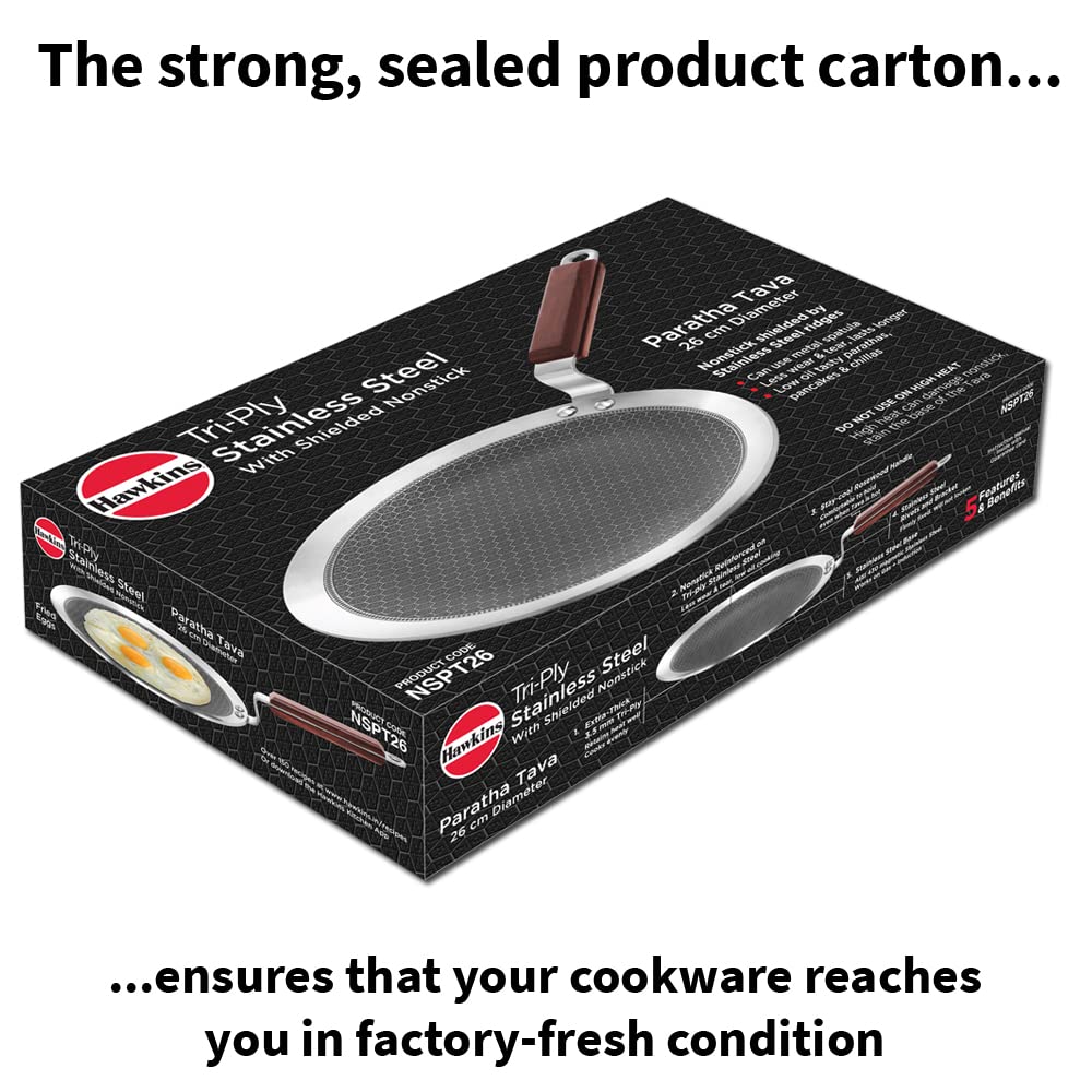 Hawkins Paratha Tava Triply Stainless Steel Shielded Nonstick Tawa with Rosewood Handle