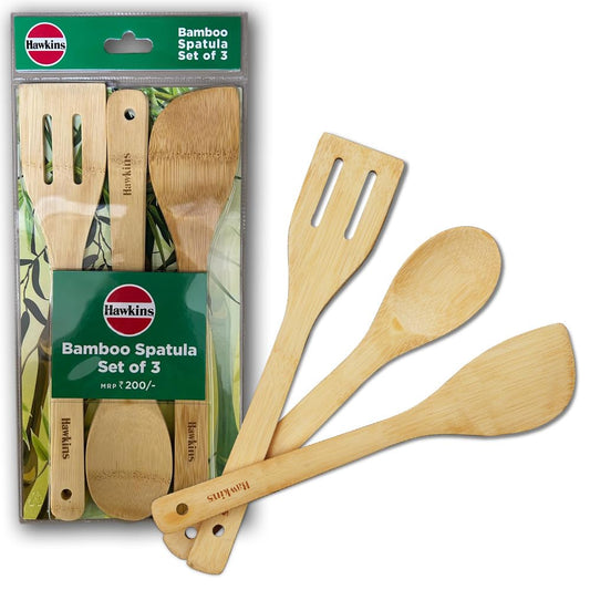 Hawkins Bamboo Spatula Set of 3 Natural Handmade Bamboo Kitchen Tools, Ladles, Turners, Flippers, Scrapers & Servers for Nonstick Cookware