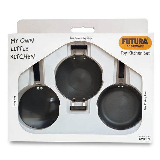 Hawkins Futura Cookware 3-Piece Toy Kitchen Set Toy Deep-Fry Pan, Frying Pan & Tava for Kids