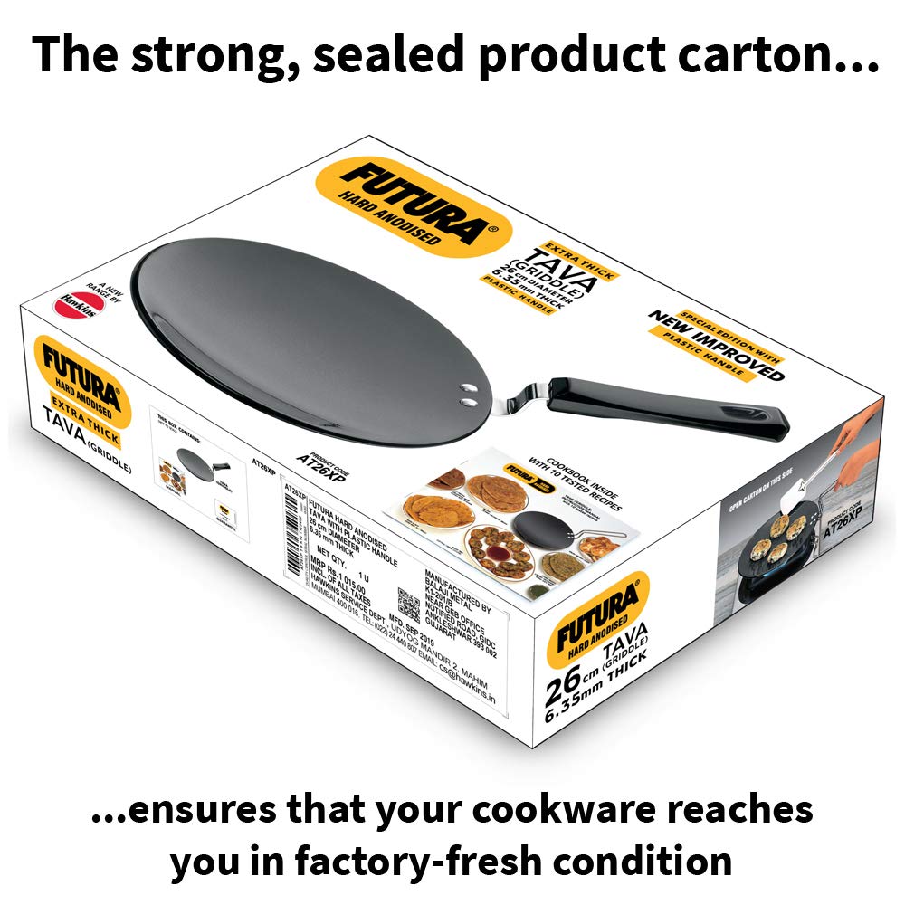 Hawkins Futura Tava Hard Anodised Extra Thick Tawa with Plastic Handle