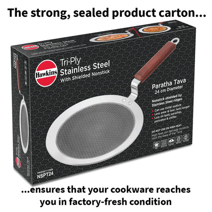 Hawkins Paratha Tava Triply Stainless Steel Shielded Nonstick Tawa with Rosewood Handle