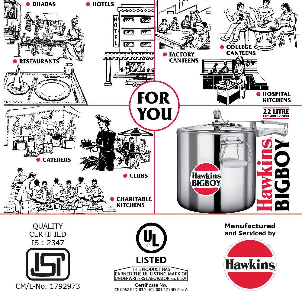 Hawkins Bigboy Aluminium Pressure Cooker Large Capacity Cooker