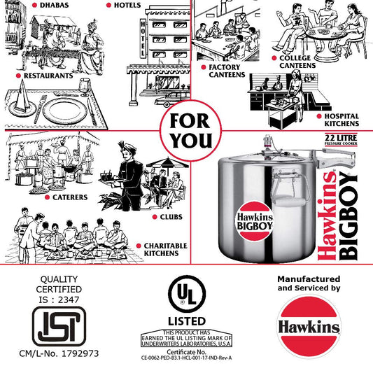 Hawkins Bigboy Aluminium Pressure Cooker Large Capacity Cooker