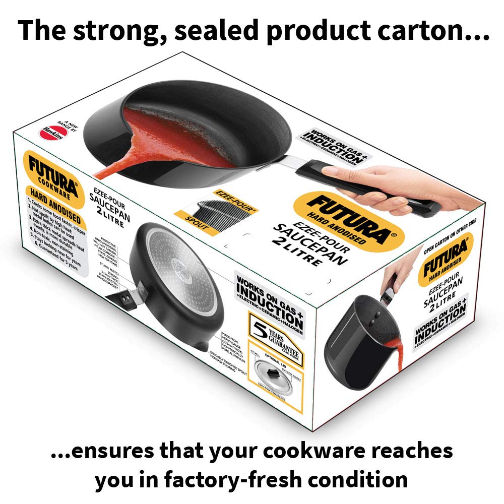 Hawkins Futura Saucepan Hard Anodised Induction Sauce Pan with Lid, Small Multipurpose Sauce Pan