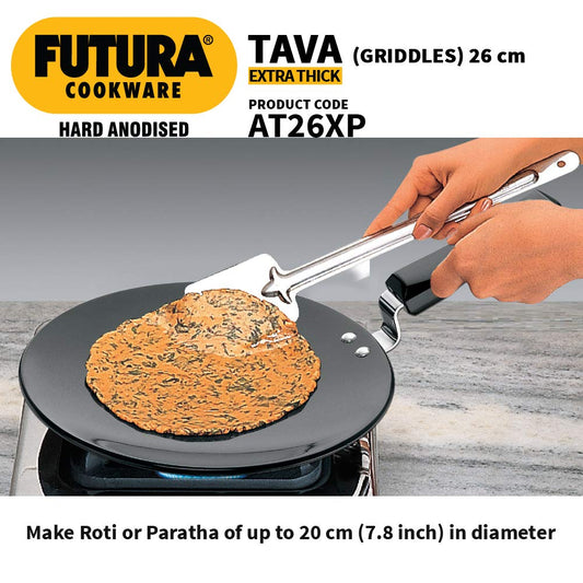 Hawkins Futura Tava Hard Anodised Extra Thick Tawa with Plastic Handle