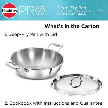 Hawkins Pro deep-fry pan with lid on a white background