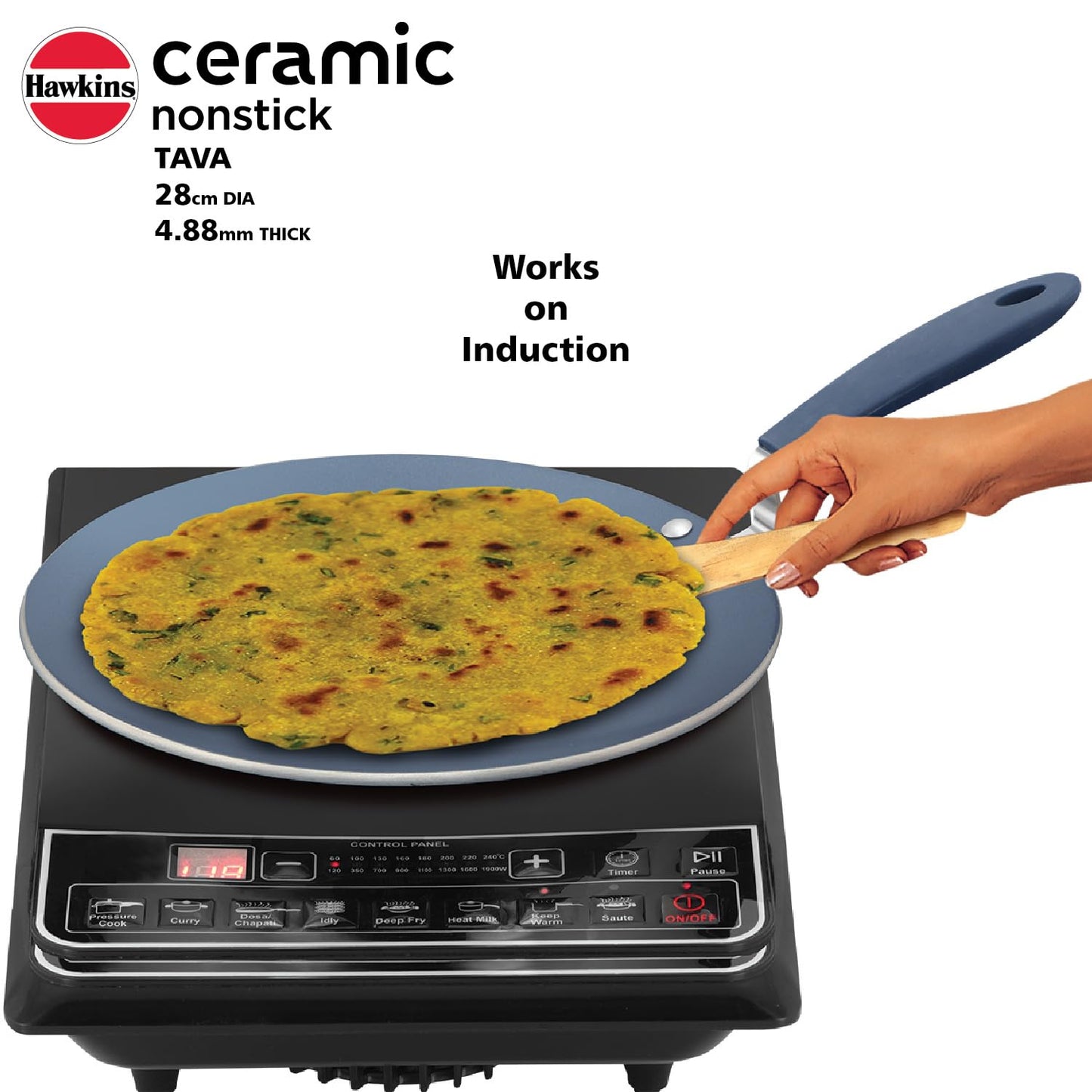 Hawkins Ceramic Nonstick Tava Induction Paratha Tawa, Granite Griddle
