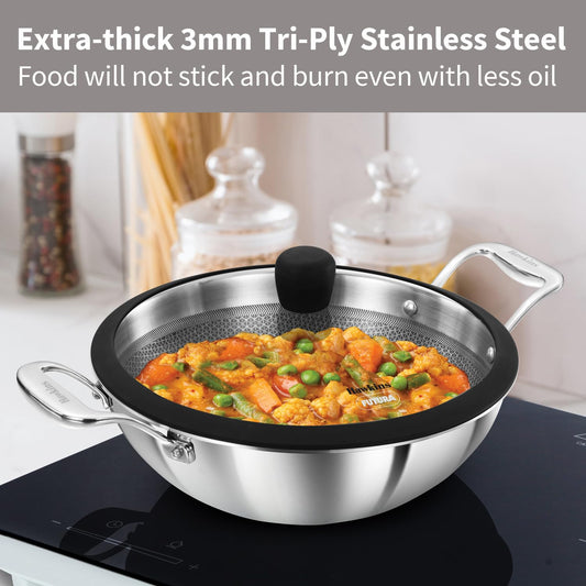 Hawkins Pro Shielded Nonstick Triply Deep-Fry Pan (Kadhai)
