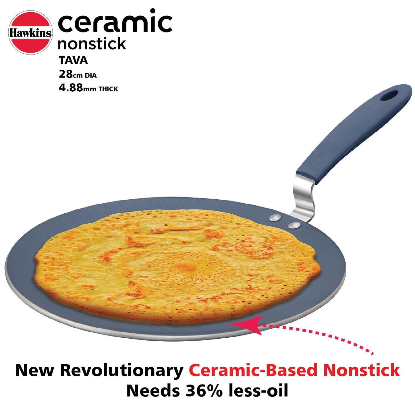 Hawkins Ceramic Nonstick Tava Induction Paratha Tawa, Granite Griddle