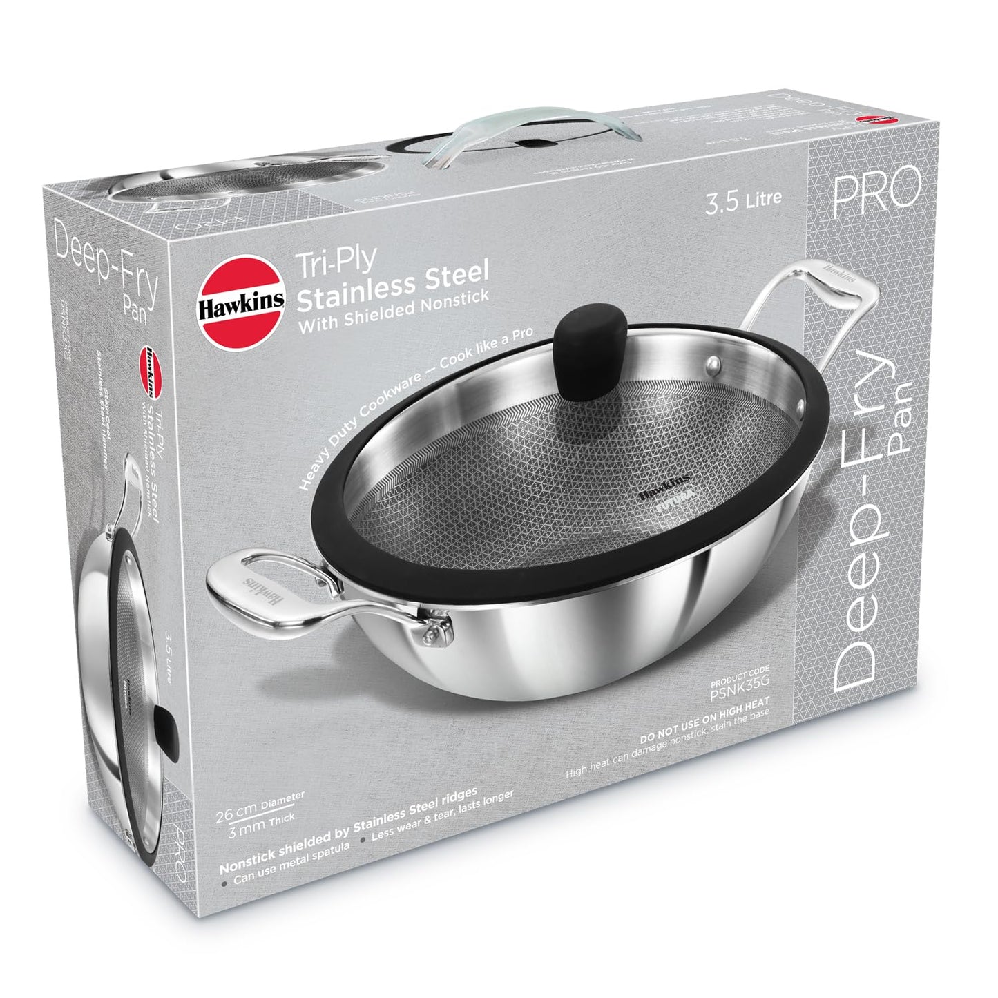Hawkins Pro Shielded Nonstick Triply Deep-Fry Pan (Kadhai)