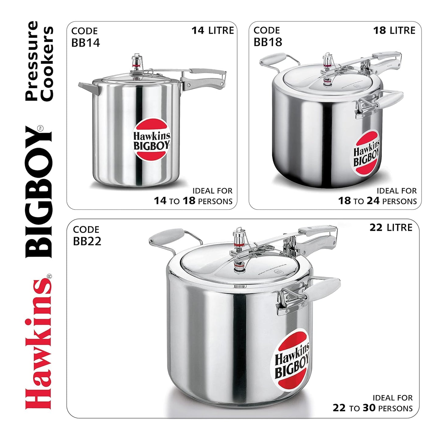 Hawkins Bigboy Aluminium Pressure Cooker Large Capacity Cooker