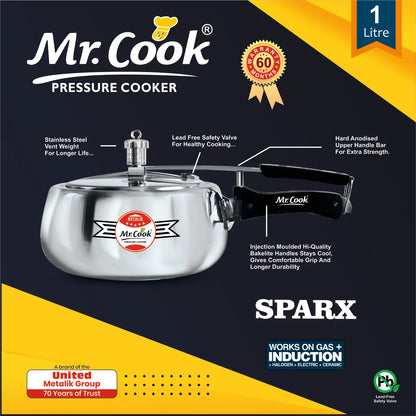 Mr.Cook Sparx Induction Base Stainless Steel Pressure Cooker