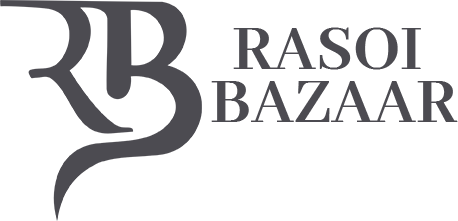 Logo of Rasoi Bazaar with stylized 'RB' initials on a white background