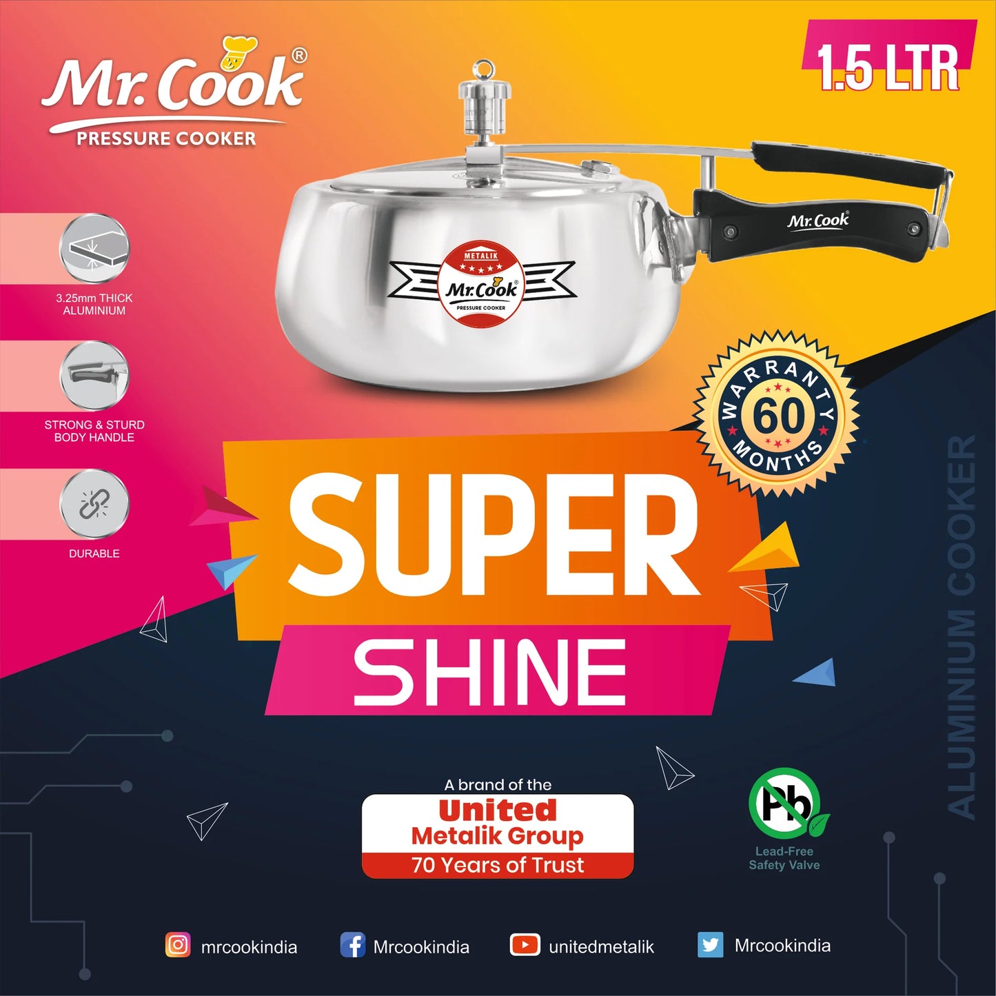Mr.Cook Super Shine Pressure Cooker